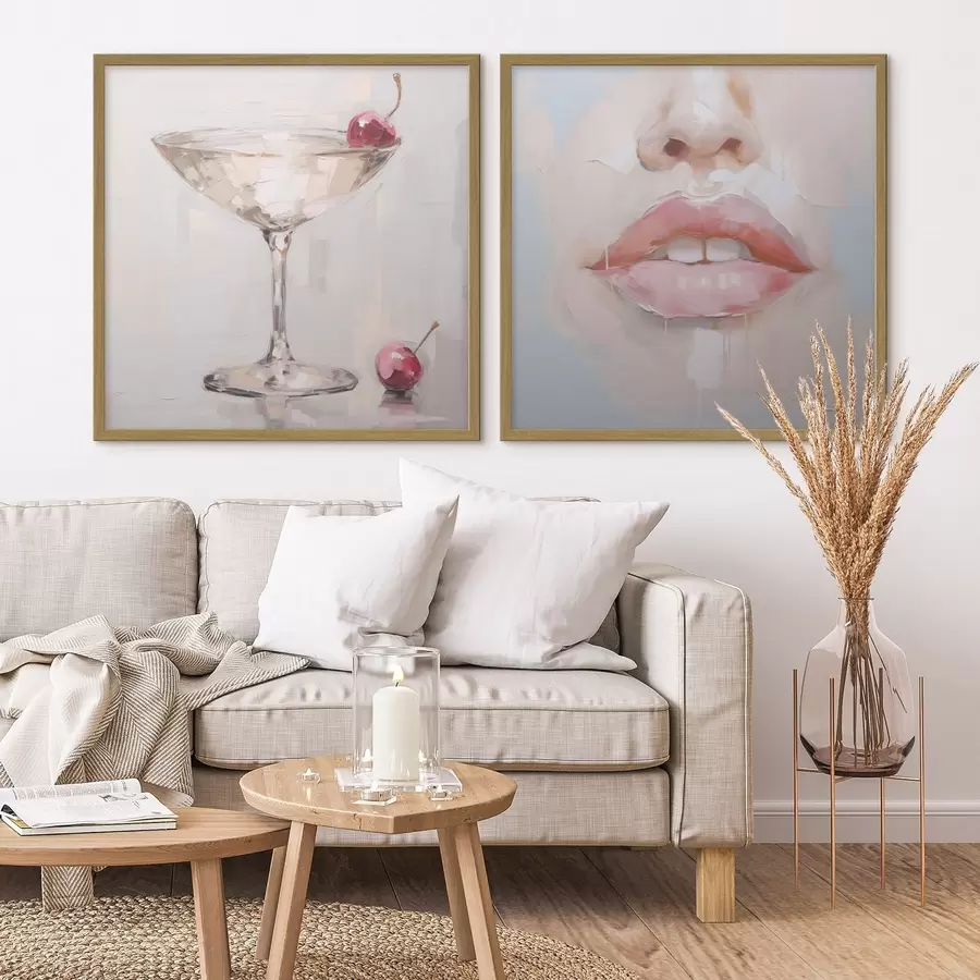 murales de pared Labios y un cóctel, una imitación de un cuadro d31100