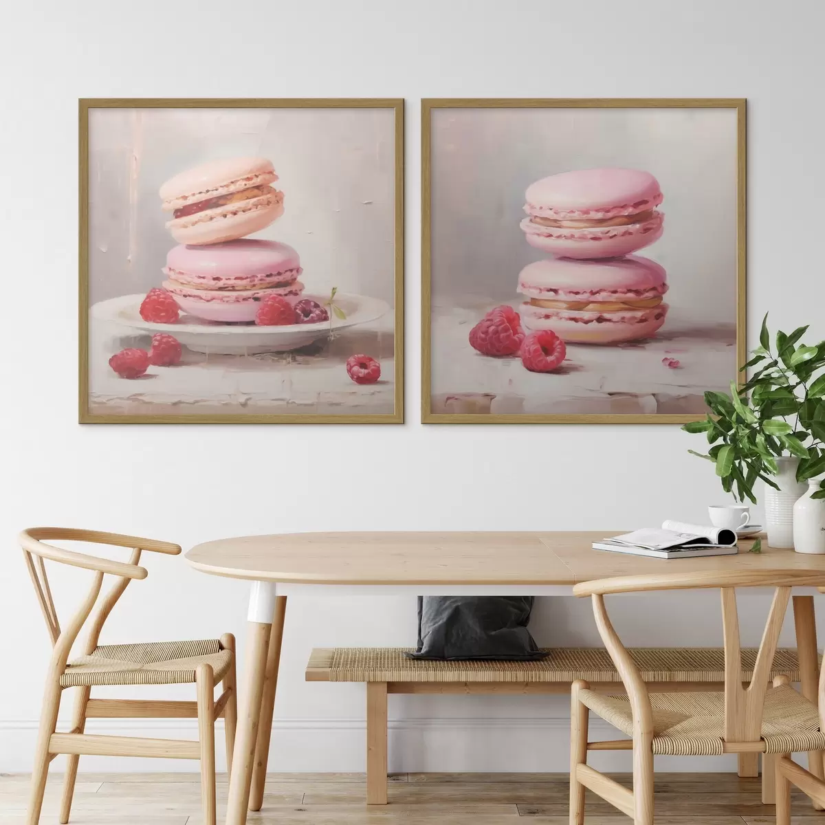 Poster Macarrones y frambuesas, imitación de un cuadro d31103