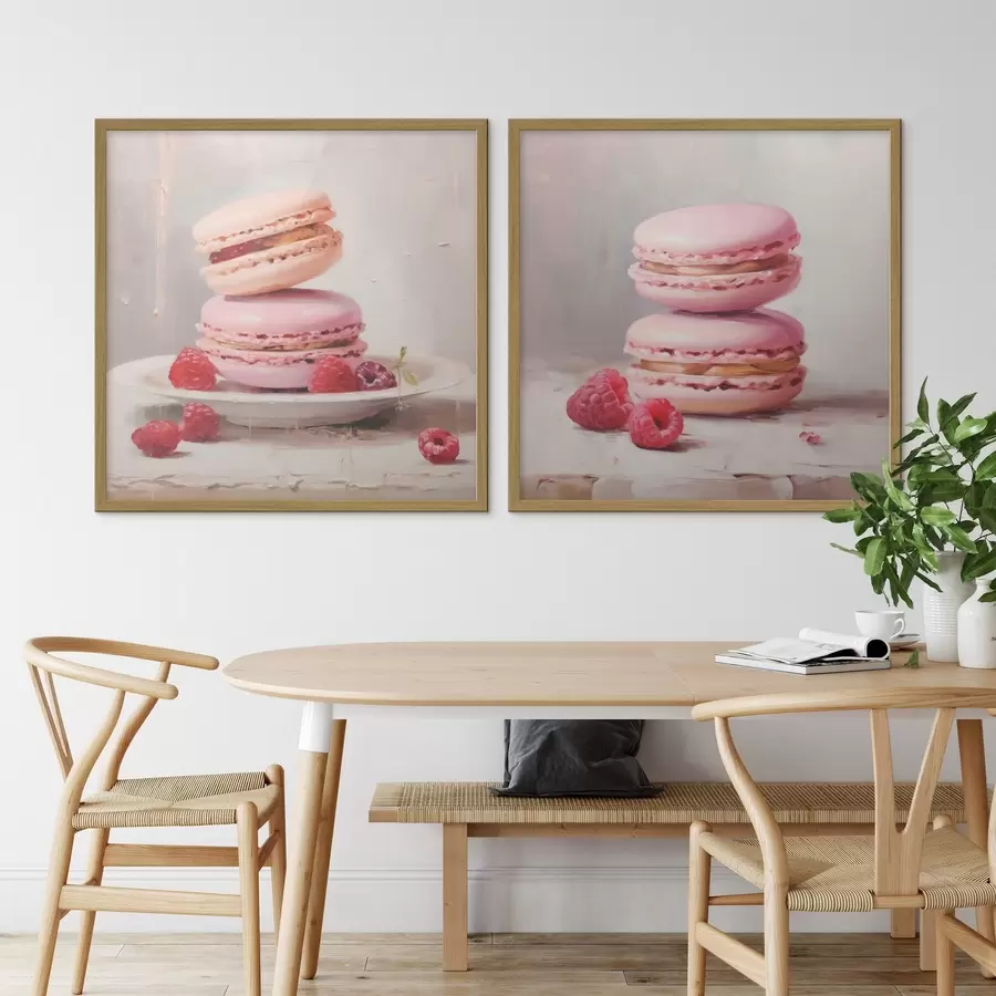 murales de pared Macarrones y frambuesas, imitación de un cuadro d31103