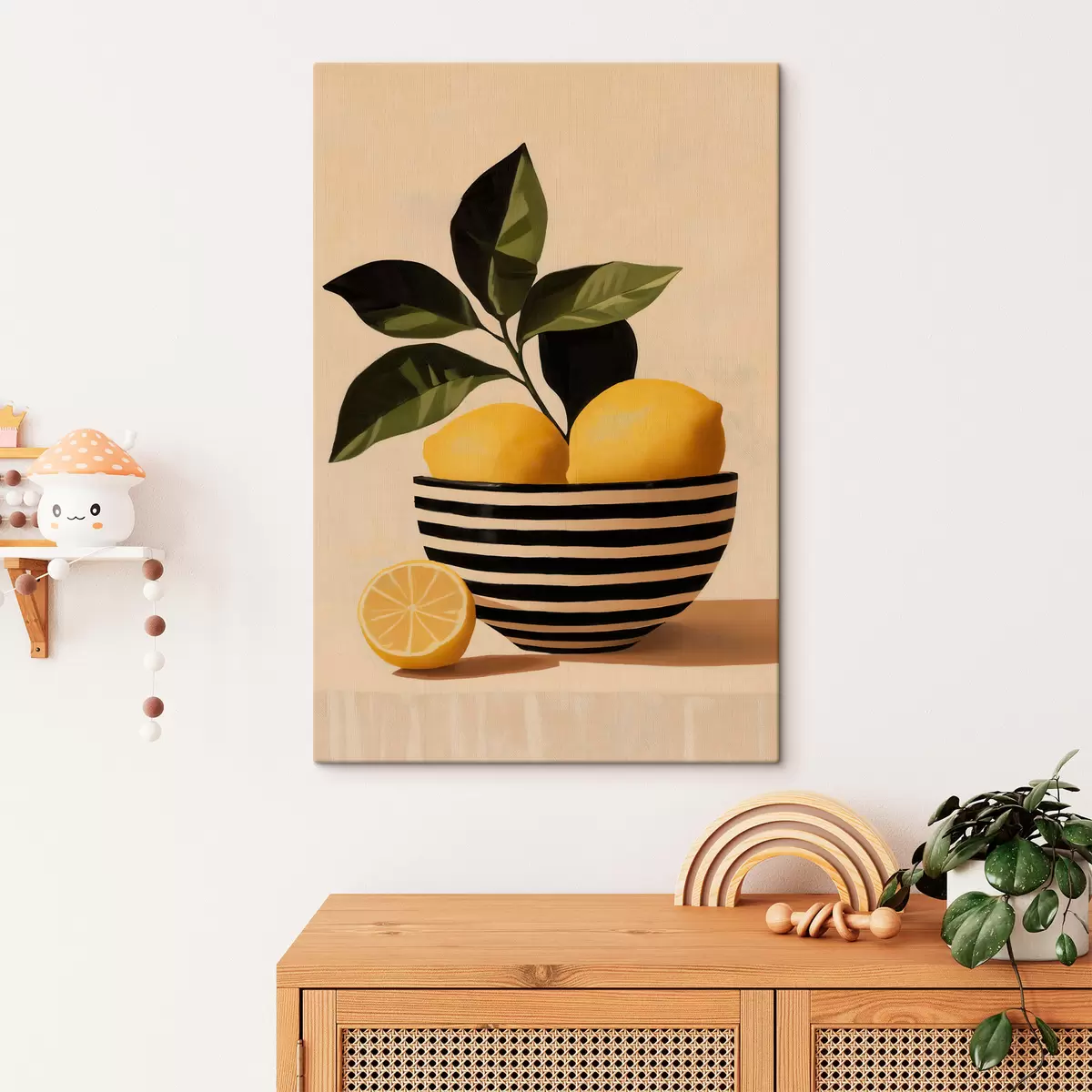 murales de pared Limones en un cuenco a rayas s51046