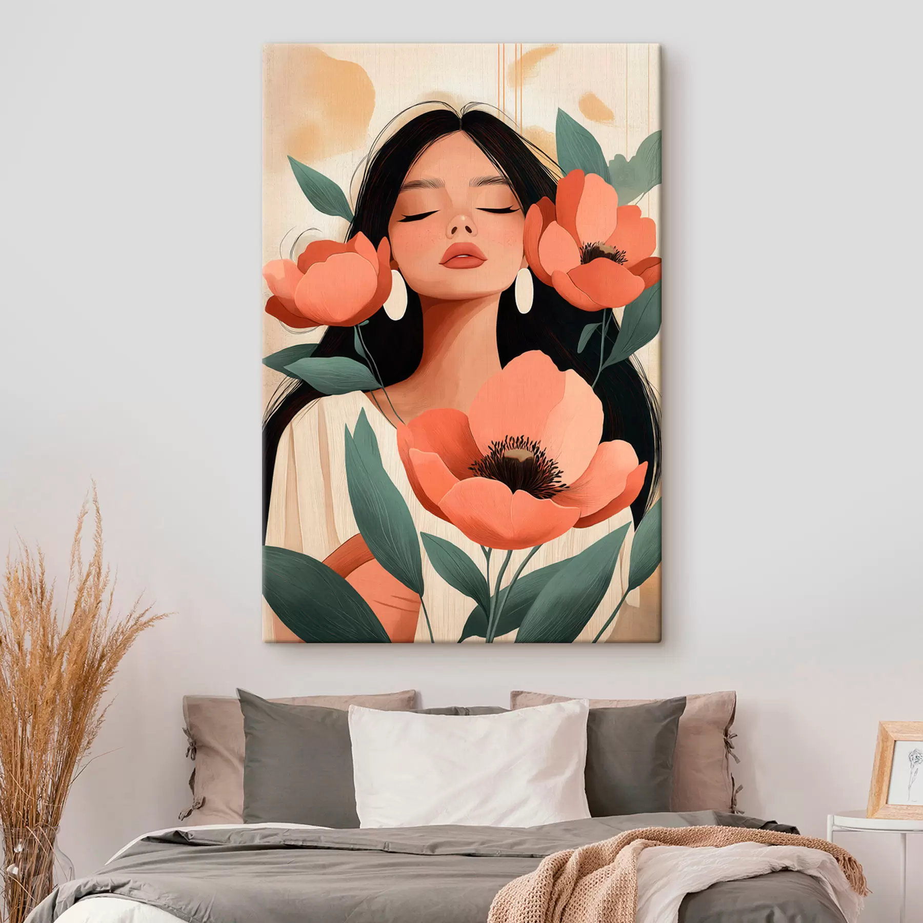 murales de pared Una chica con amapolas s51050