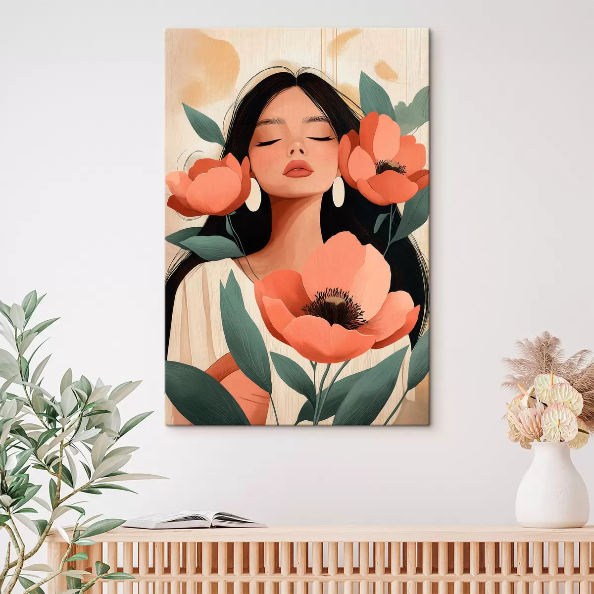 murales de pared Una chica con amapolas s51050
