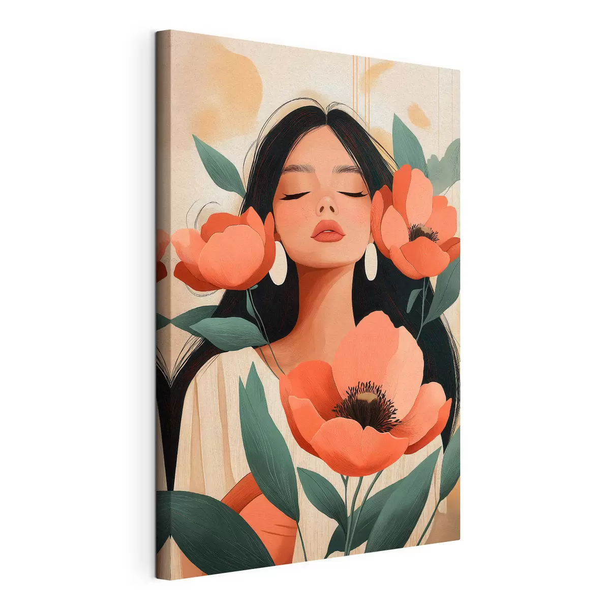 murales de pared Una chica con amapolas s51050