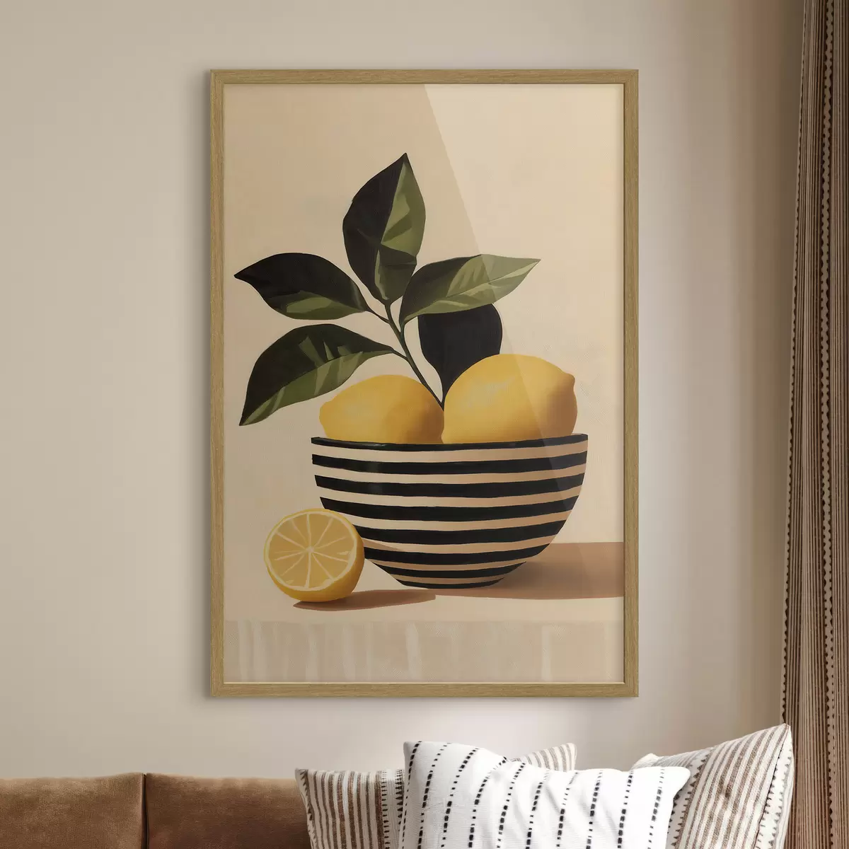 Poster Limones en un cuenco a rayas f51046