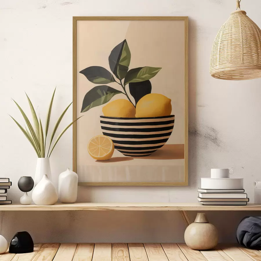 murales de pared Limones en un cuenco a rayas f51046