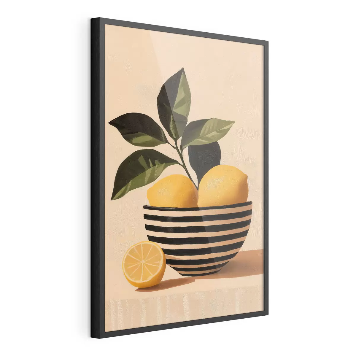 Poster Limones en un cuenco a rayas f51046