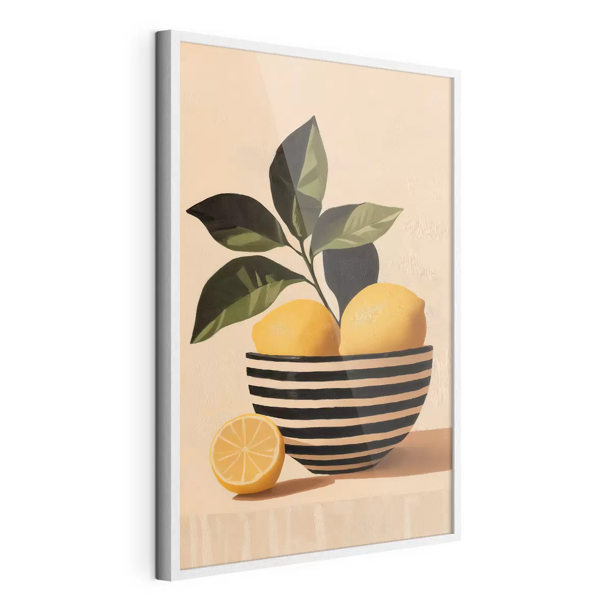 Poster Limones en un cuenco a rayas f51046