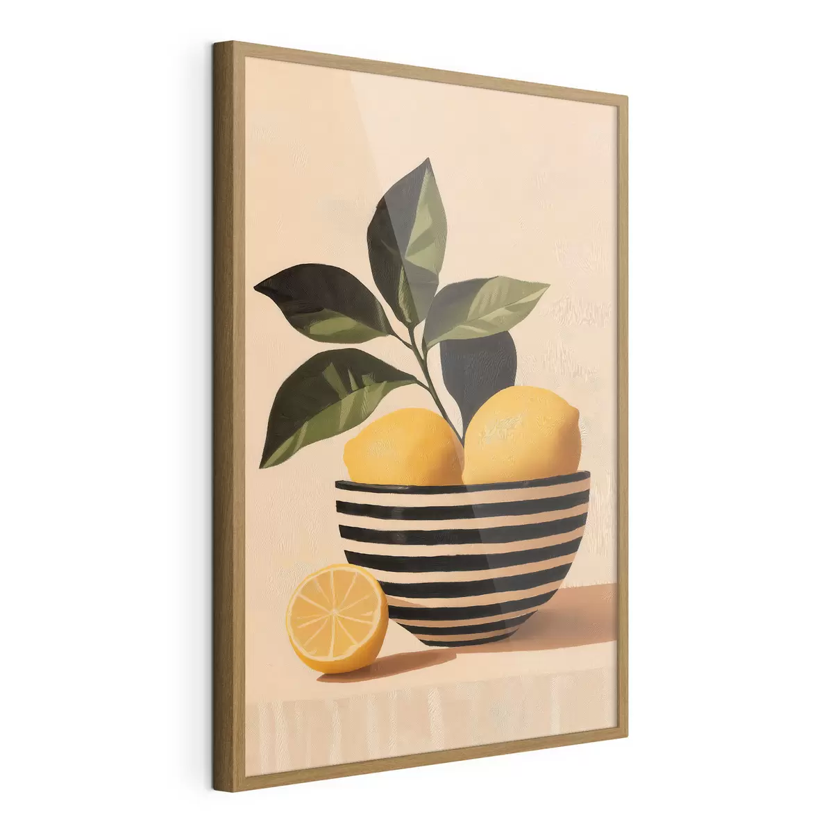 Poster Limones en un cuenco a rayas f51046