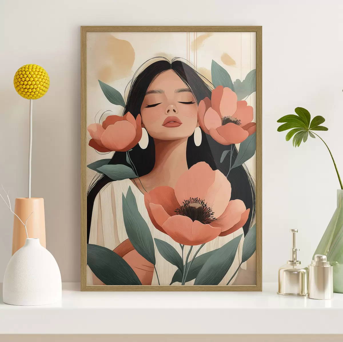 Poster Una chica con amapolas f51050
