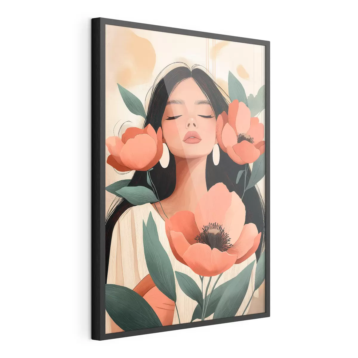 Poster Una chica con amapolas f51050