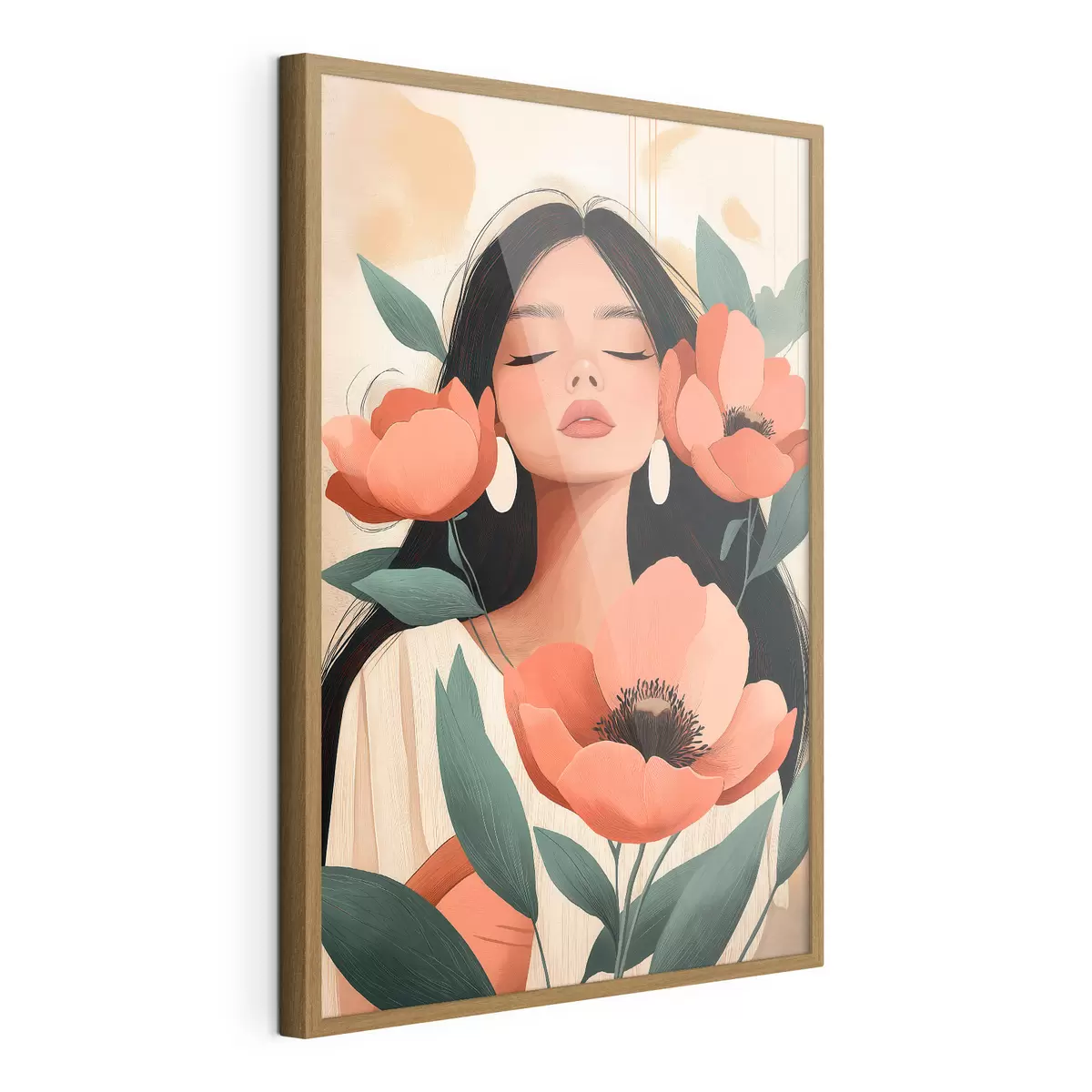 Poster Una chica con amapolas f51050