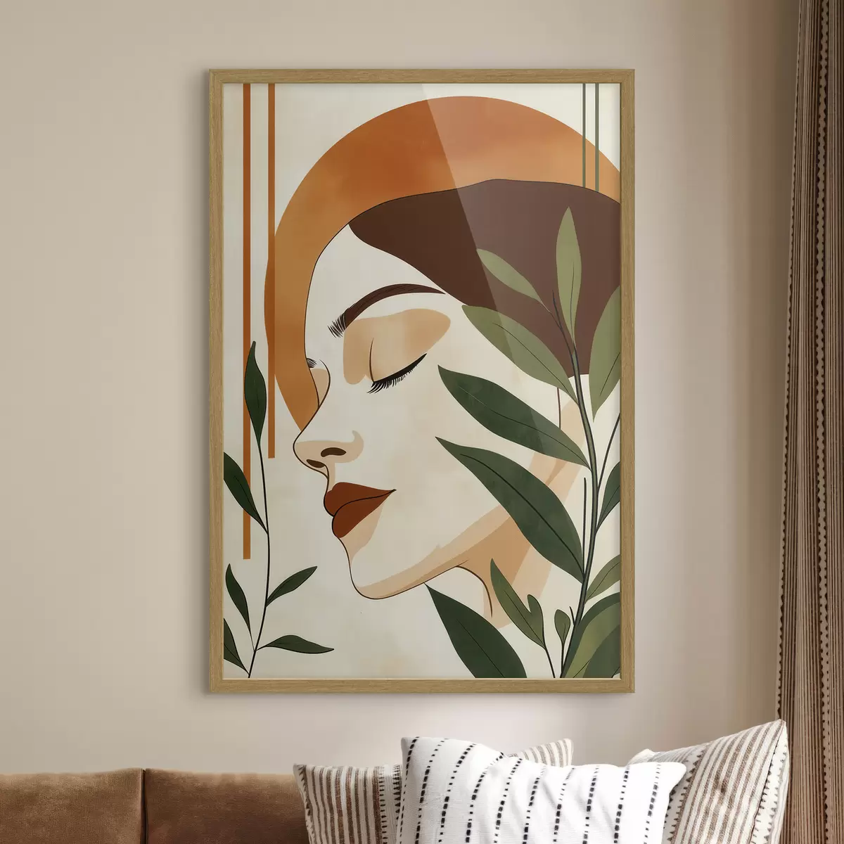 Poster Una imagen abstracta de una niña con hojas f51053
