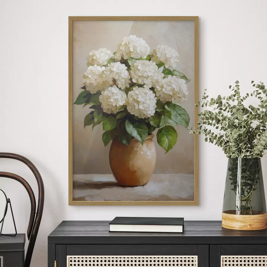 murales de pared hortensias blancas f51062