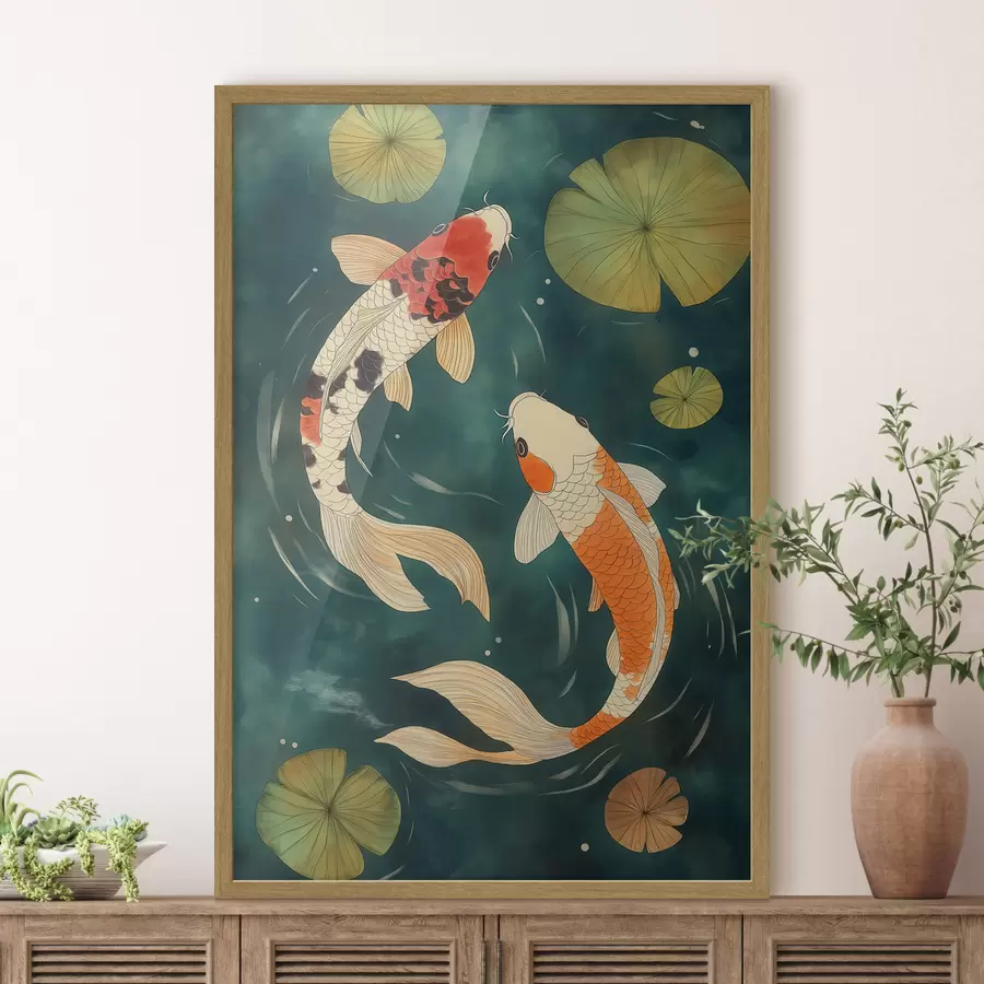 murales de pared Koi orientales f51076
