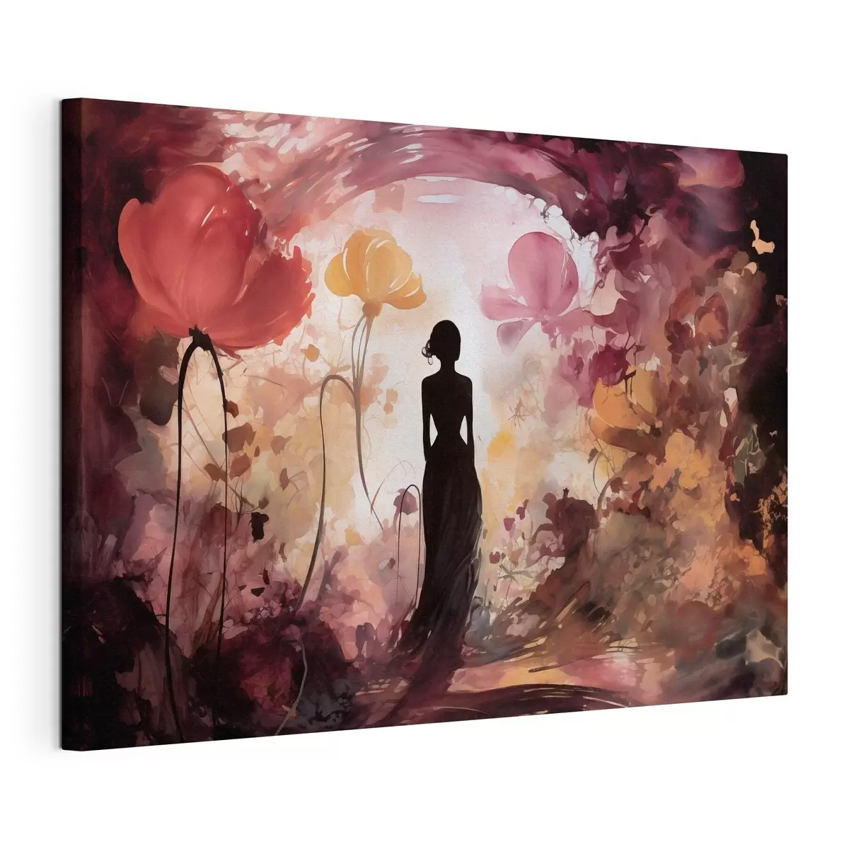 murales de pared Silueta de una mujer en un jardín floreciente de cuento de hadas s51081