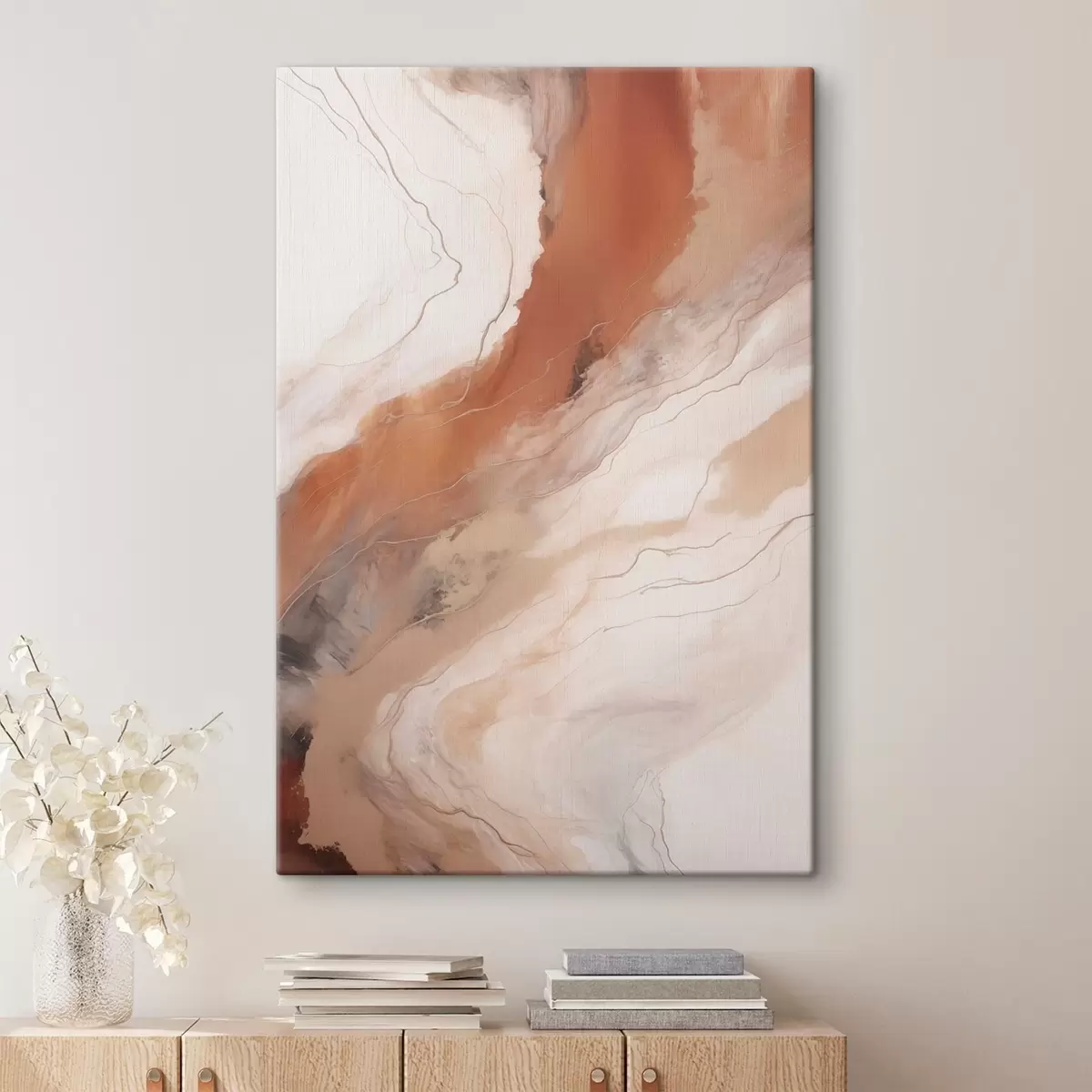murales de pared Olas de arte fluido en tonos terracota cálidos s51085
