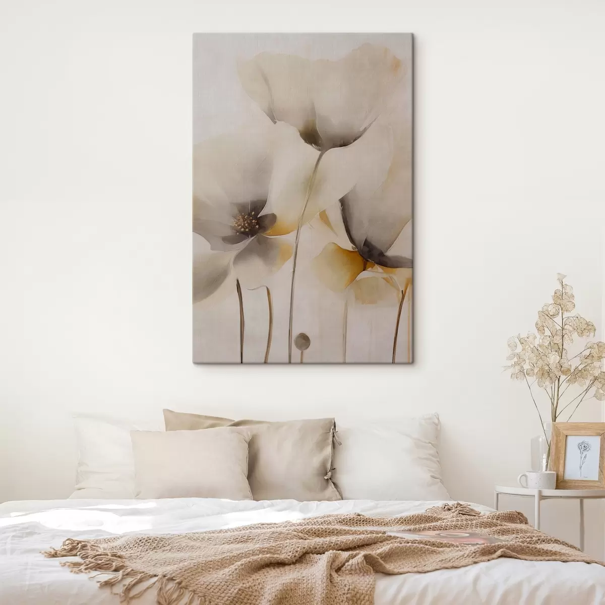 murales de pared Amapolas etéreas en tonos beige s51090
