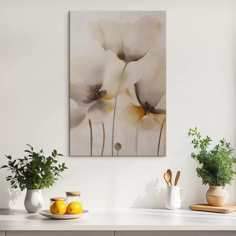 murales de pared Amapolas etéreas en tonos beige s51090