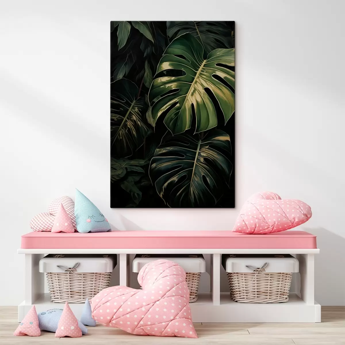 murales de pared Hojas brillantes de monstera en los trópicos oscuros s51091