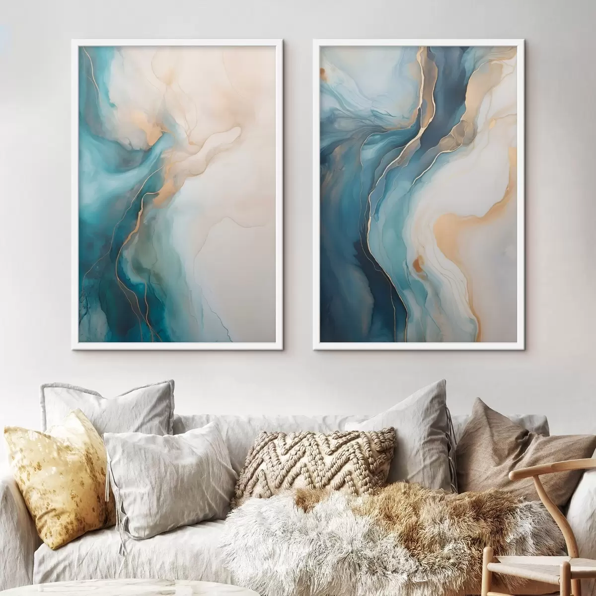 Poster Olas de mármol azul y esmeralda d31088