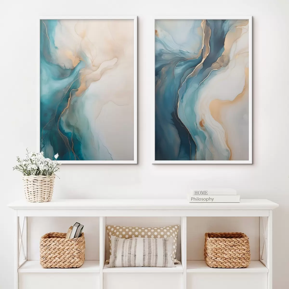 Poster Olas de mármol azul y esmeralda d31088