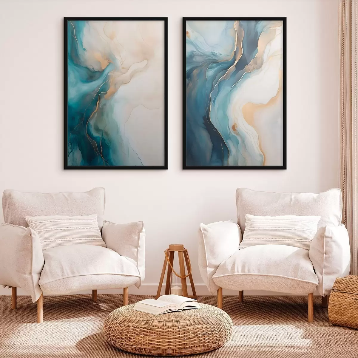 Poster Olas de mármol azul y esmeralda d31088