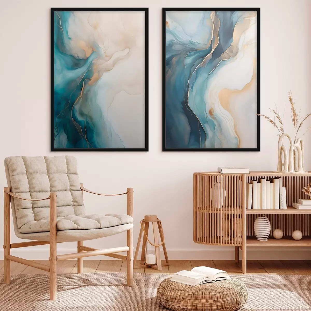 Poster Olas de mármol azul y esmeralda d31088