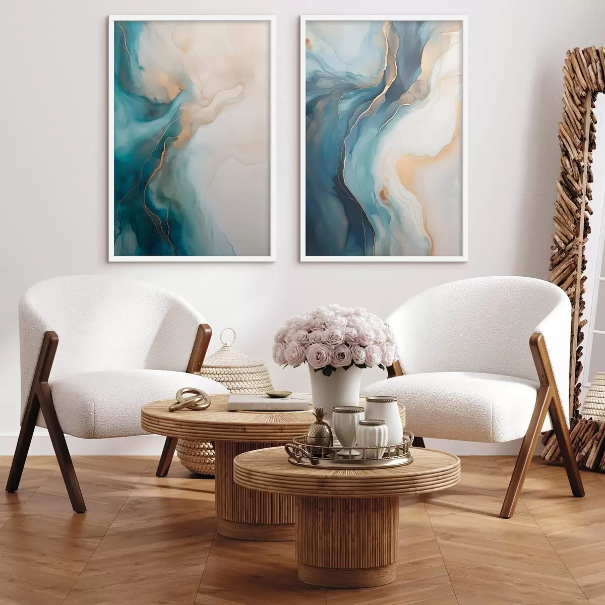 Poster Olas de mármol azul y esmeralda d31088