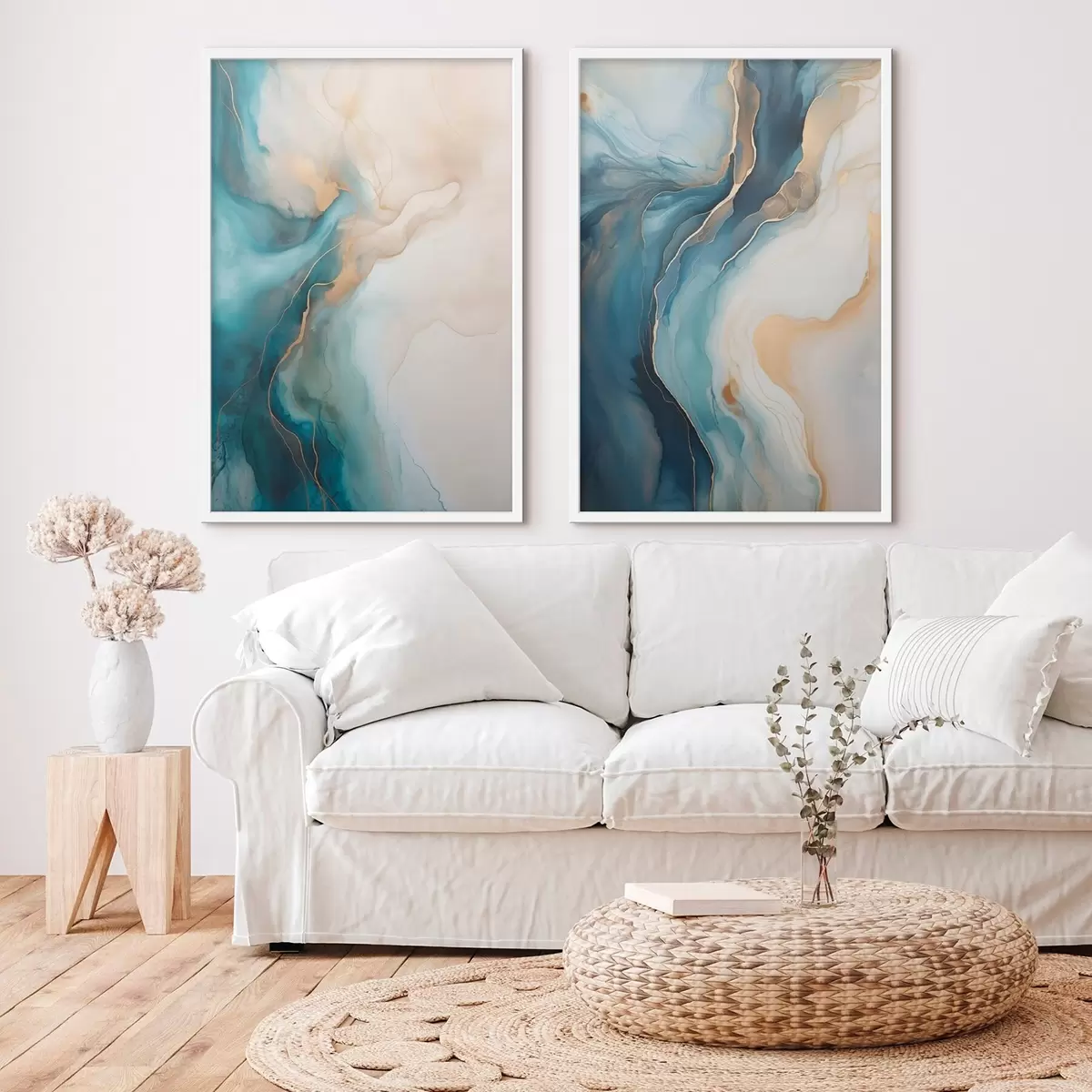 Poster Olas de mármol azul y esmeralda d31088