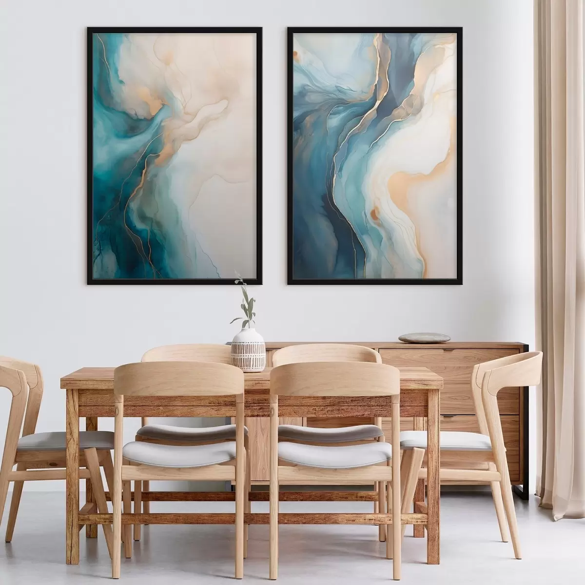 Poster Olas de mármol azul y esmeralda d31088