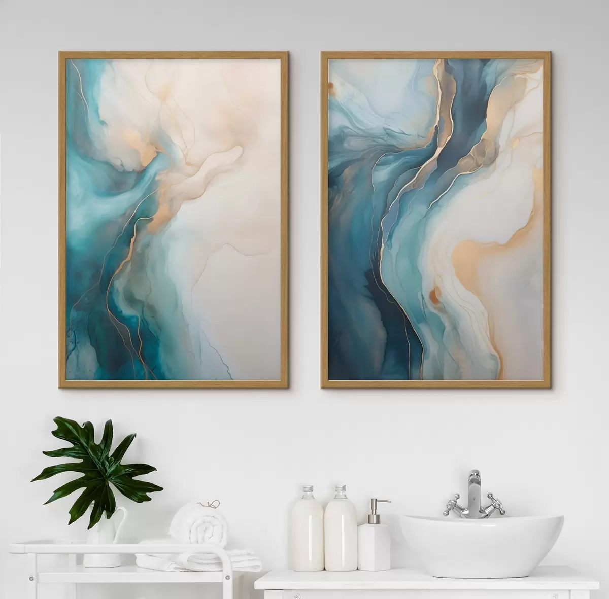 Poster Olas de mármol azul y esmeralda d31088
