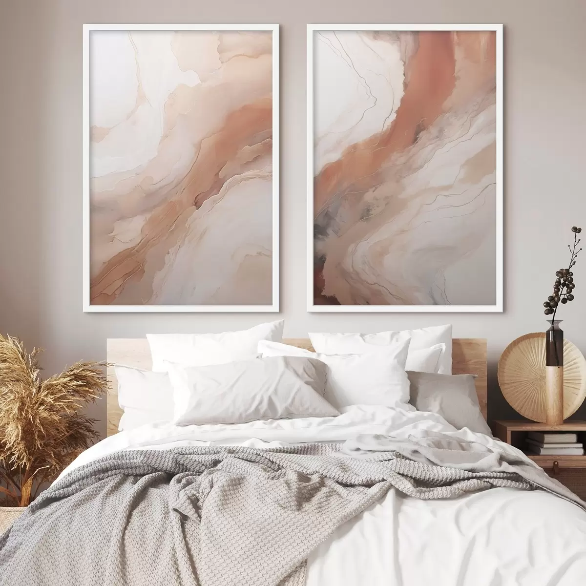 Poster Capas de arte fluido en tonos beige y terracota d31089