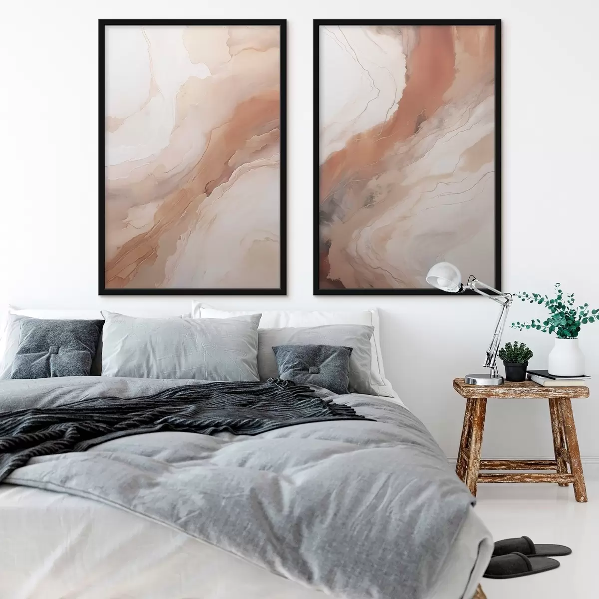 Poster Capas de arte fluido en tonos beige y terracota d31089
