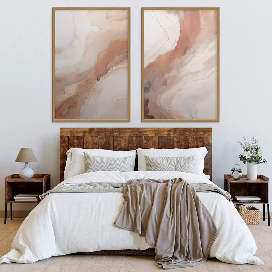 murales de pared Capas de arte fluido en tonos beige y terracota d31089