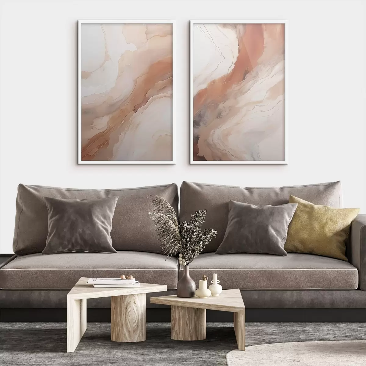 Poster Capas de arte fluido en tonos beige y terracota d31089
