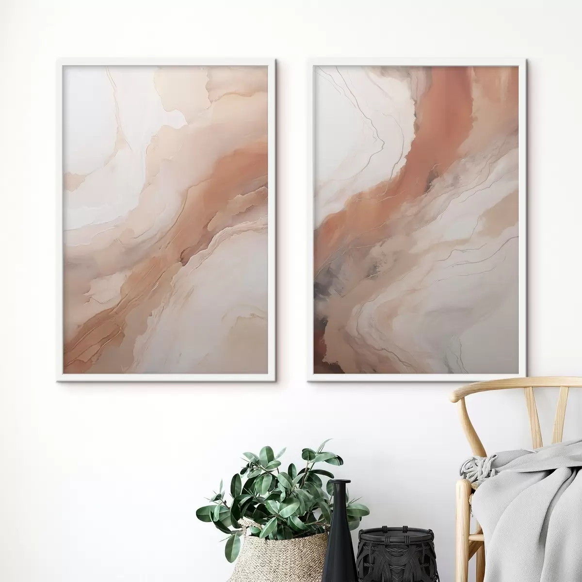 Poster Capas de arte fluido en tonos beige y terracota d31089