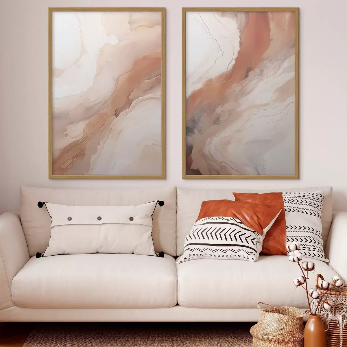 Poster Capas de arte fluido en tonos beige y terracota d31089