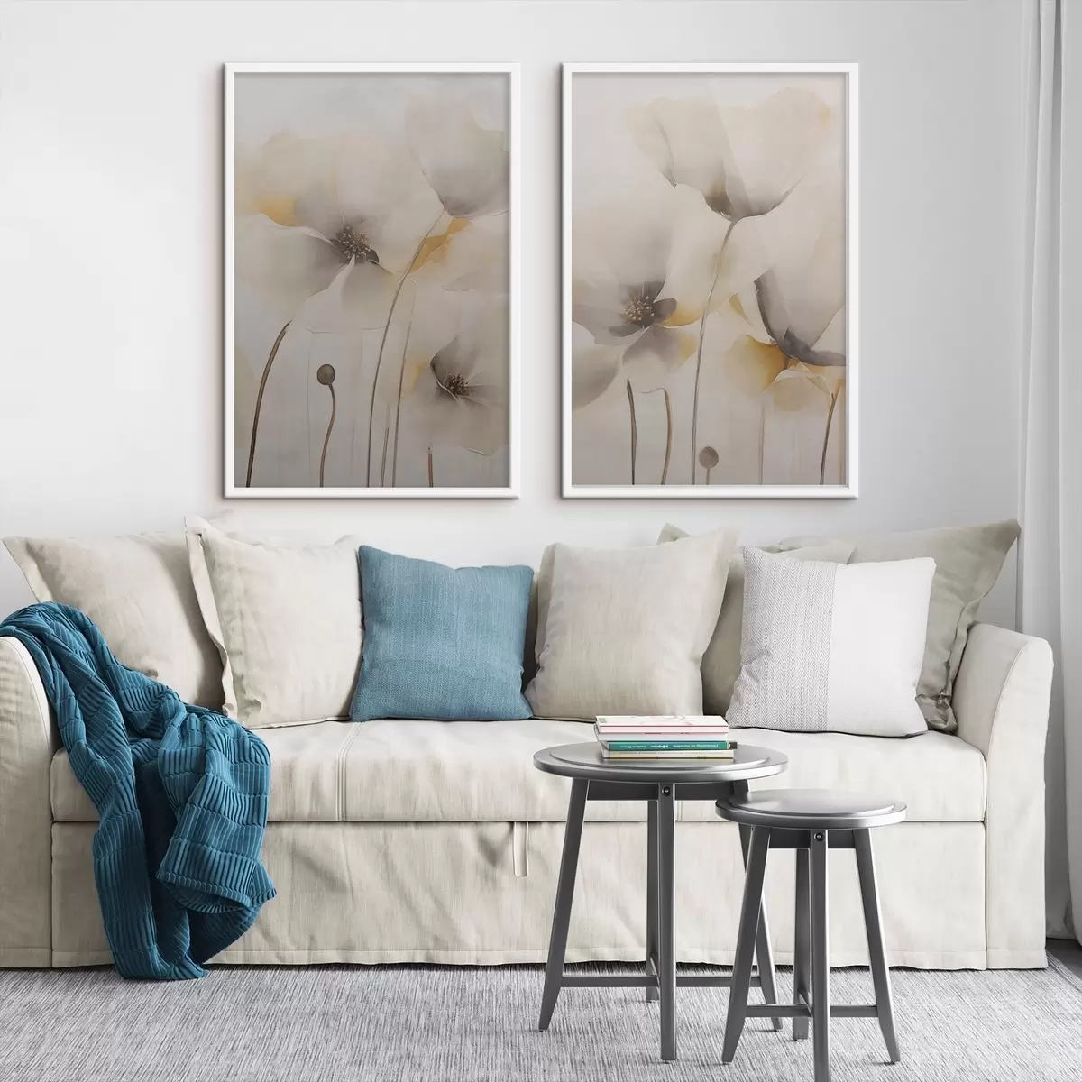 Poster Amapolas etéreas en tonos pastel d31090