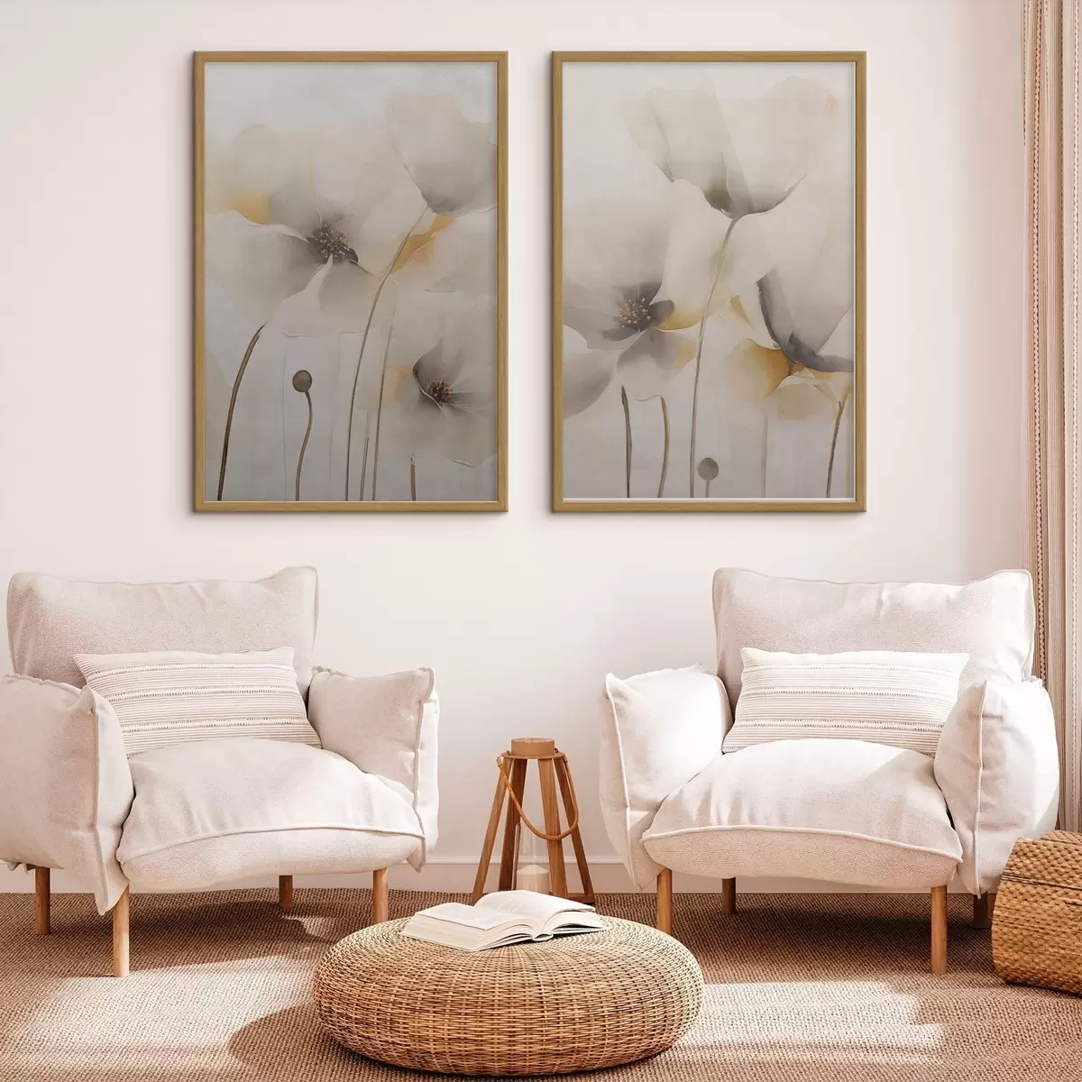 Poster Amapolas etéreas en tonos pastel d31090
