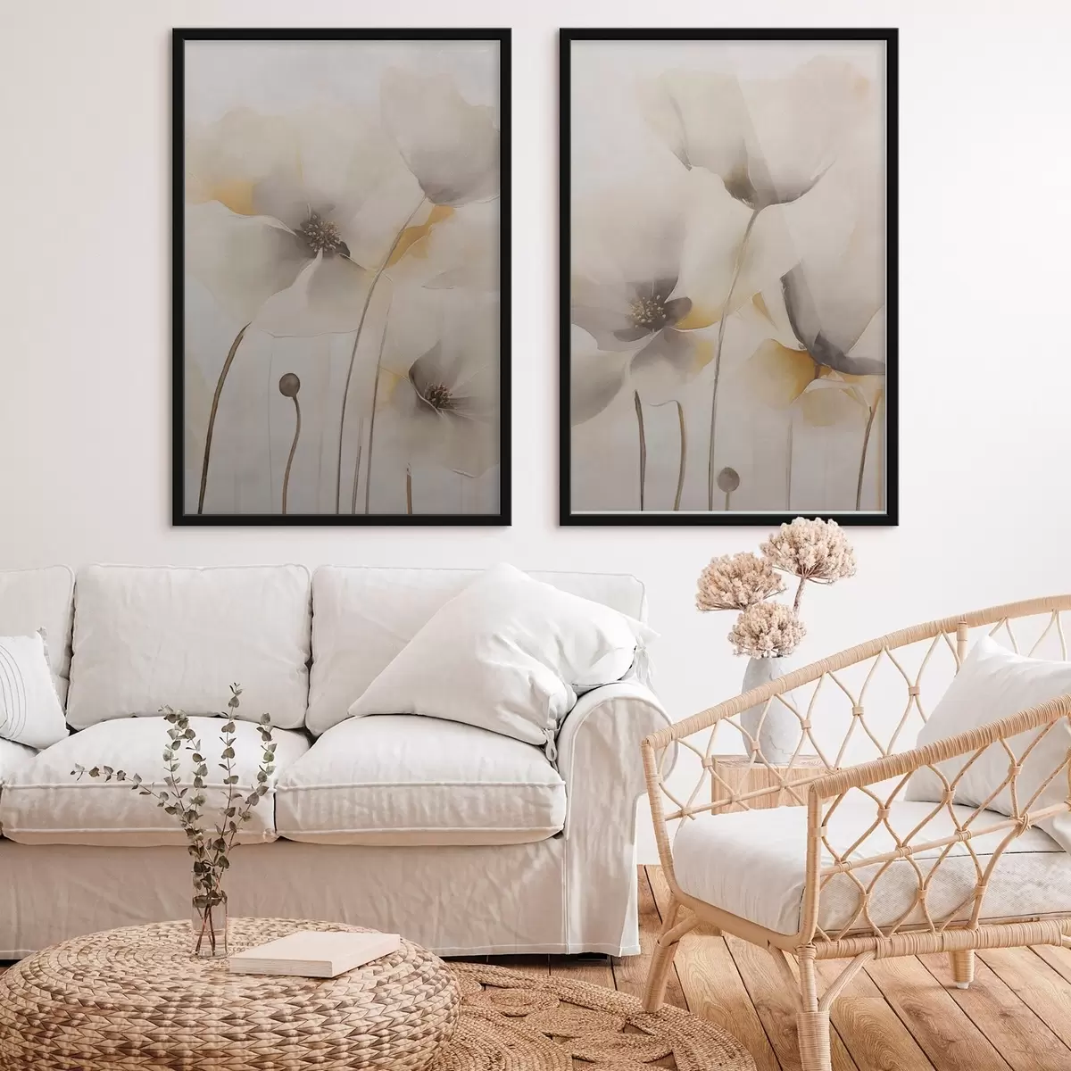 Poster Amapolas etéreas en tonos pastel d31090