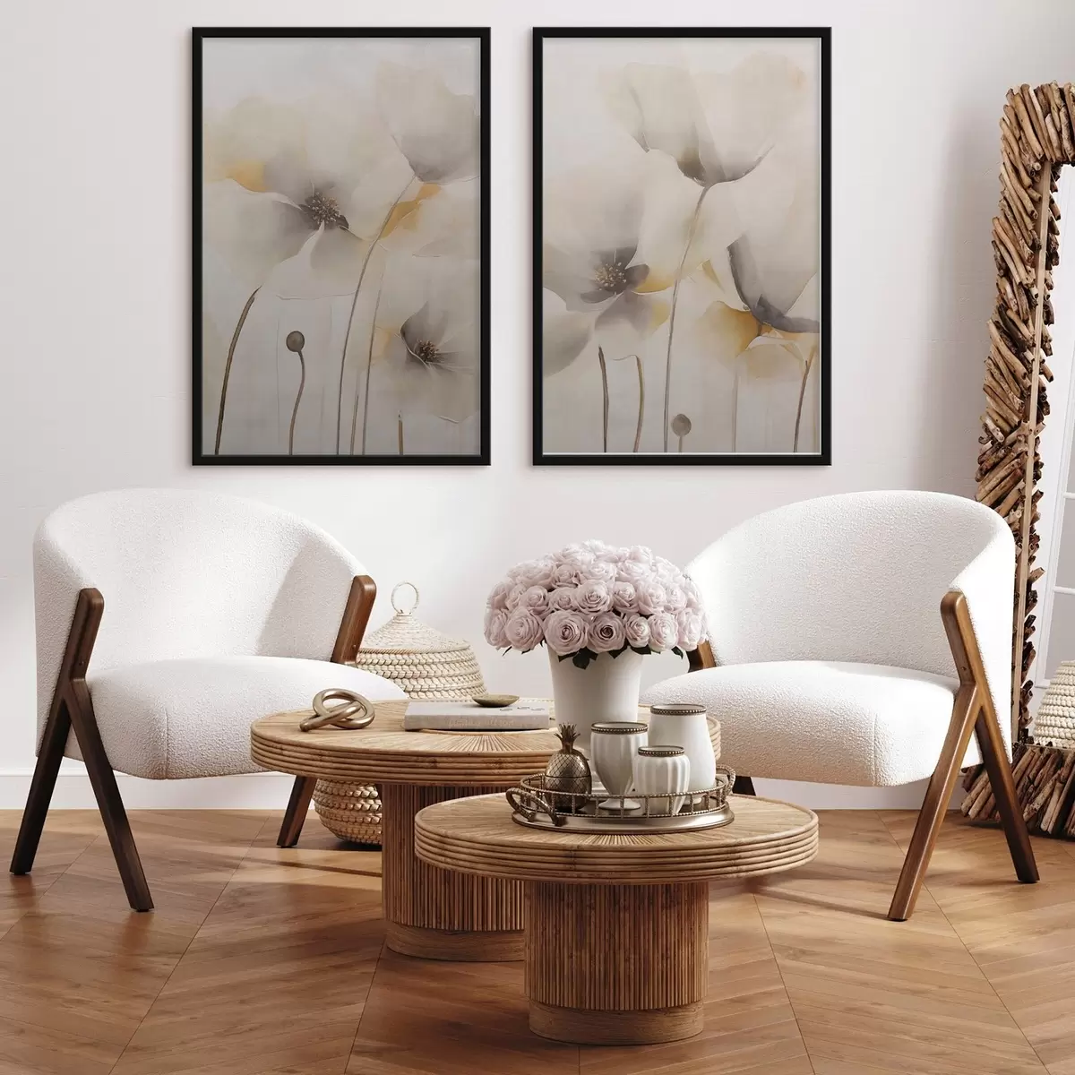 Poster Amapolas etéreas en tonos pastel d31090