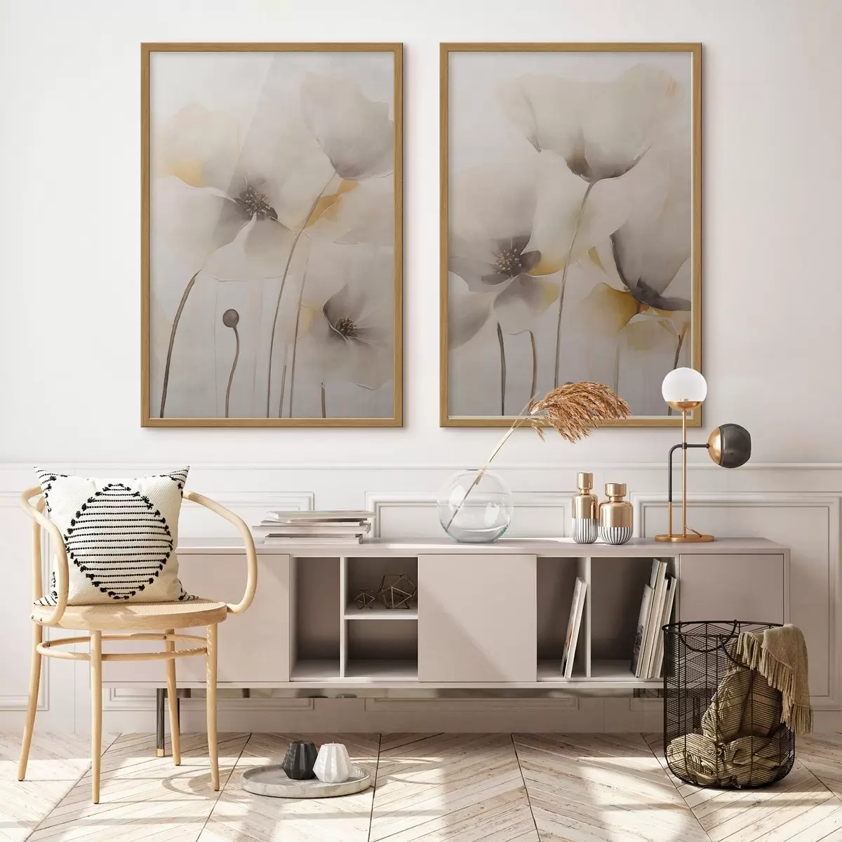 Poster Amapolas etéreas en tonos pastel d31090