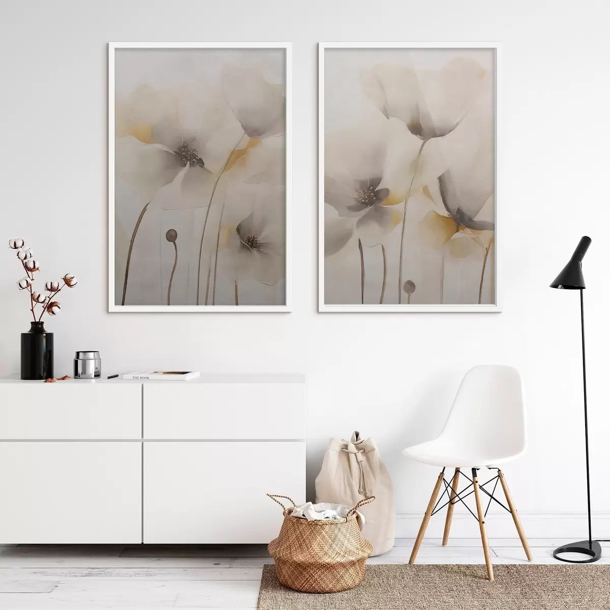 Poster Amapolas etéreas en tonos pastel d31090