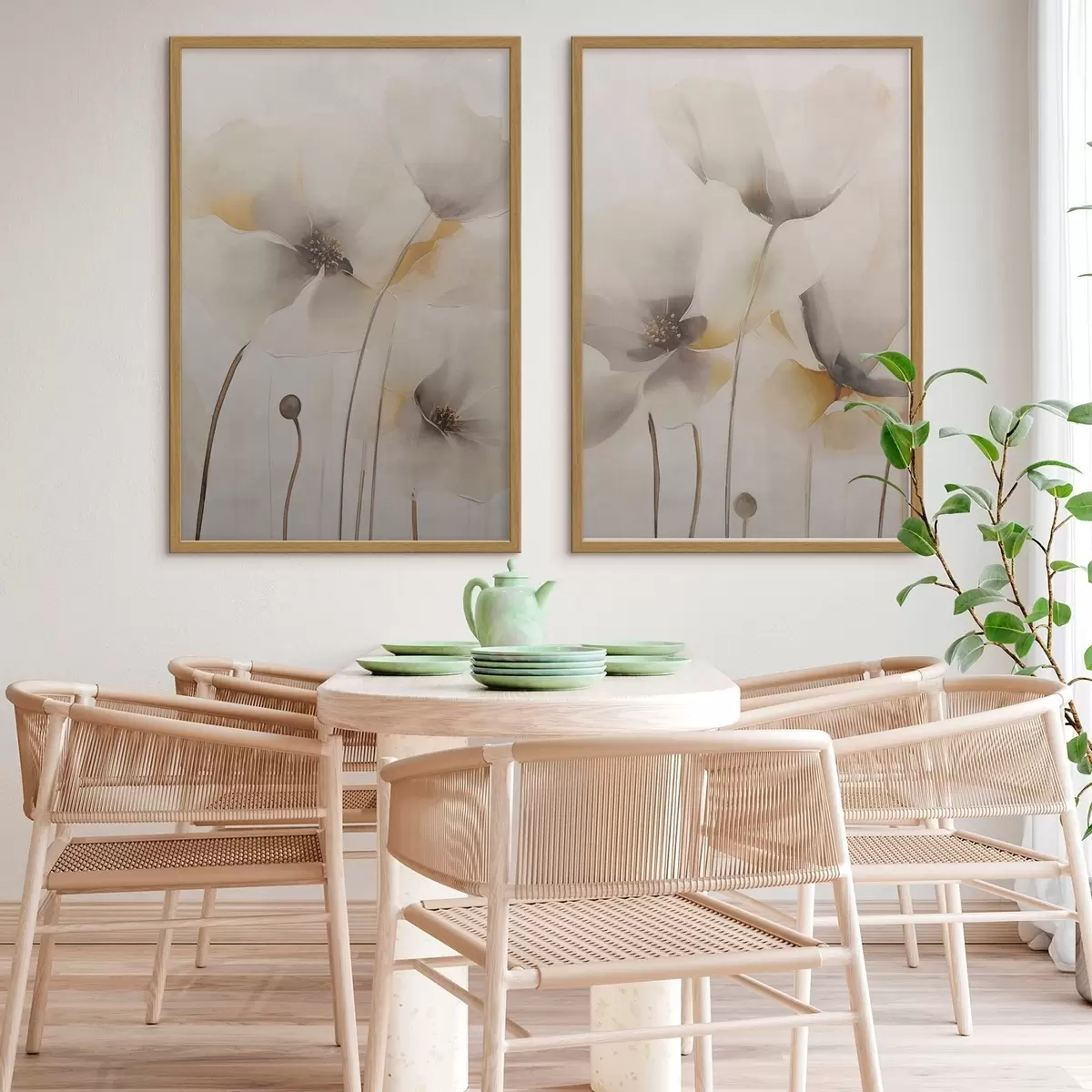 Poster Amapolas etéreas en tonos pastel d31090