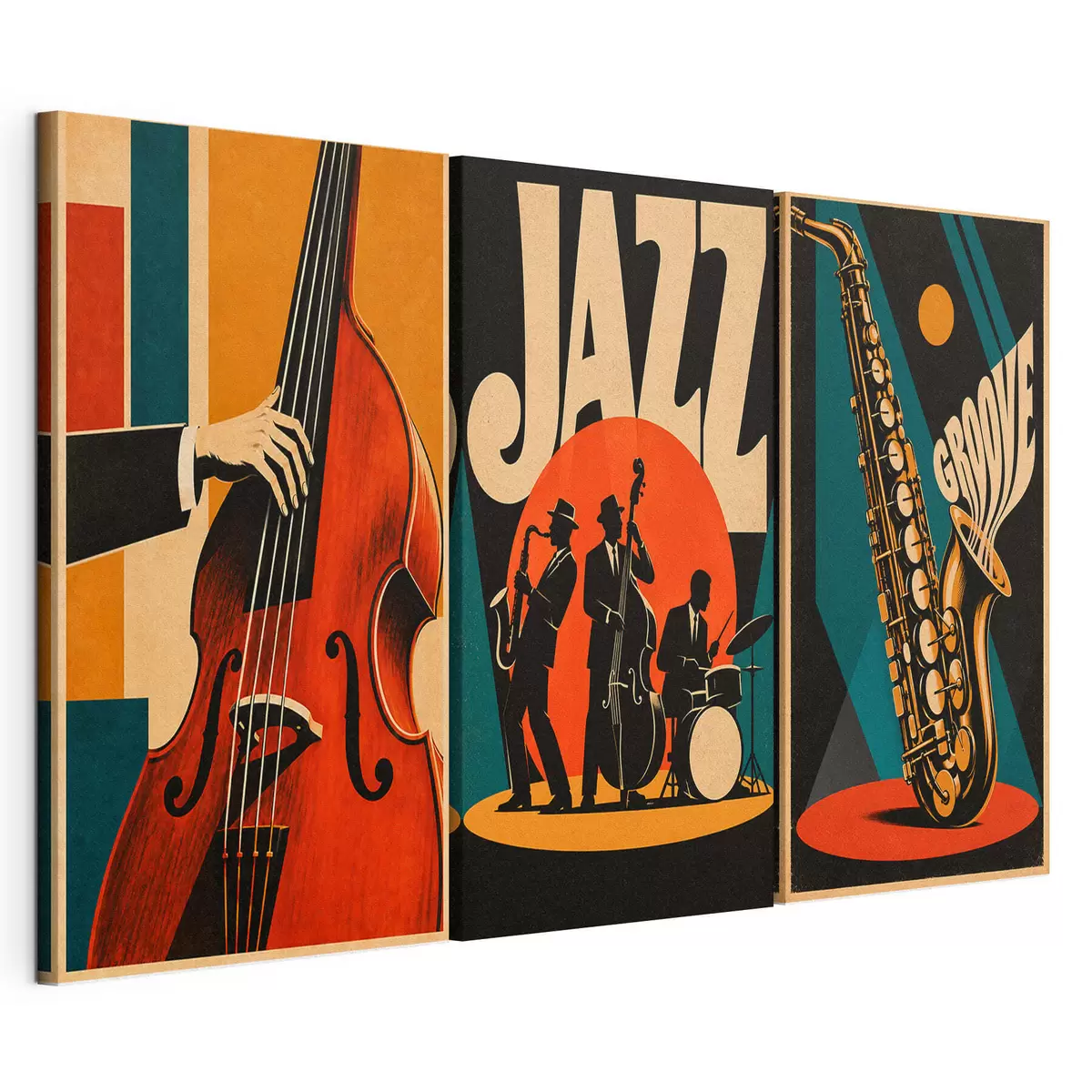 murales de pared Músicos de jazz actuando con colores vivos m31114