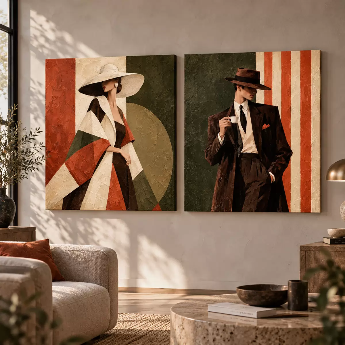 murales de pared Un dúo elegante en colores llamativos m31116