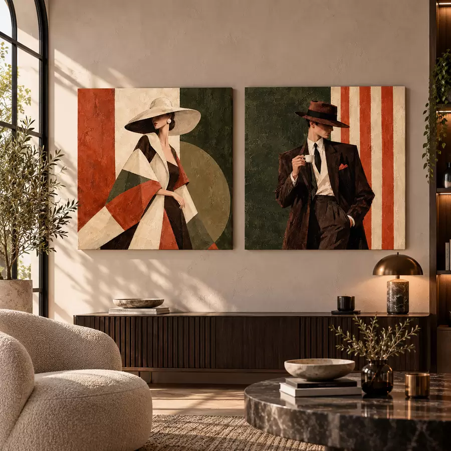 murales de pared Un dúo elegante en colores llamativos m31116