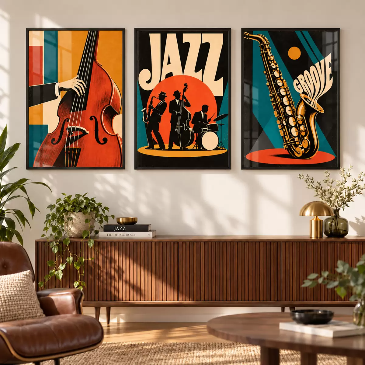 Poster Temas musicales vintage en colores vivos d31115