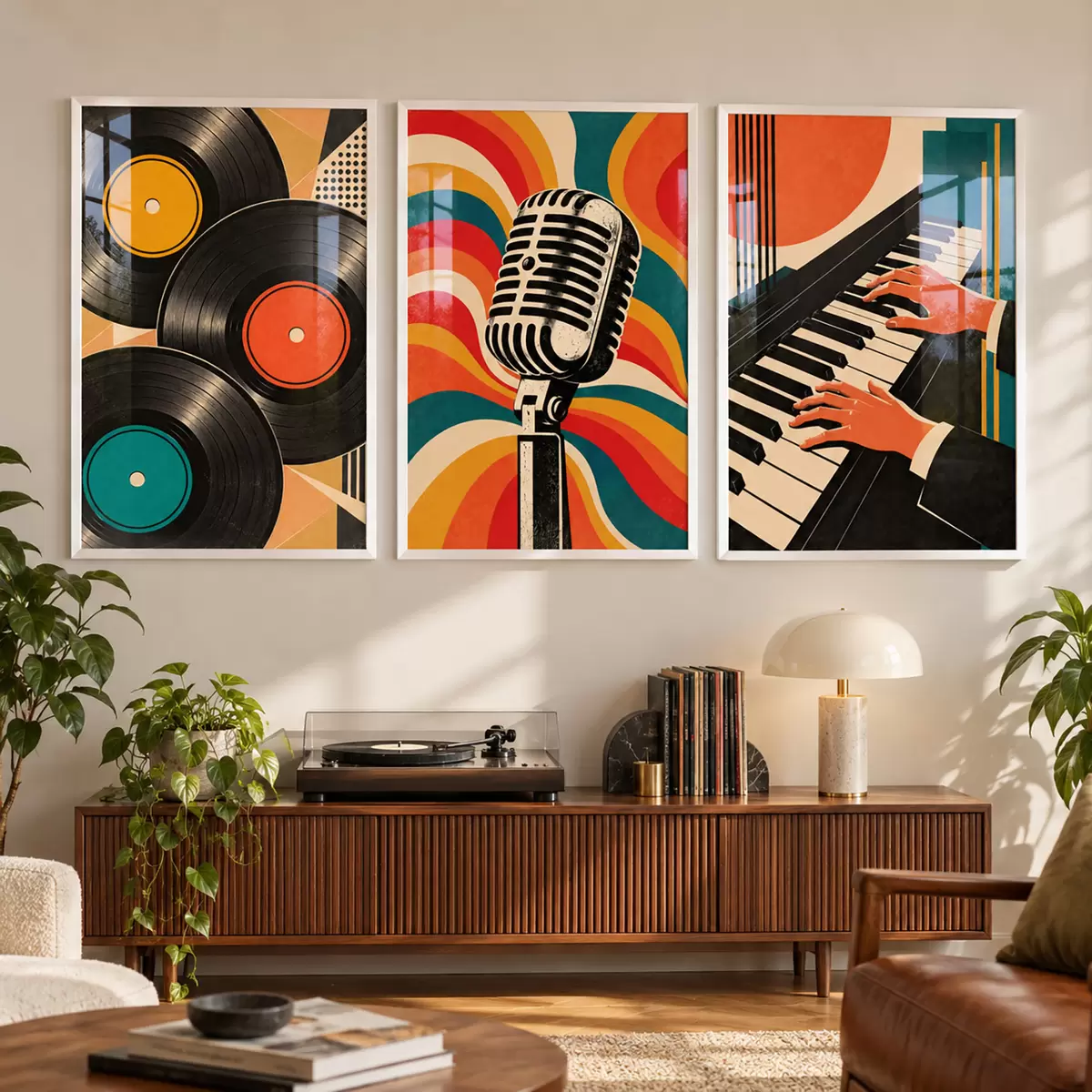 Poster Temas musicales vintage en colores vivos d31115