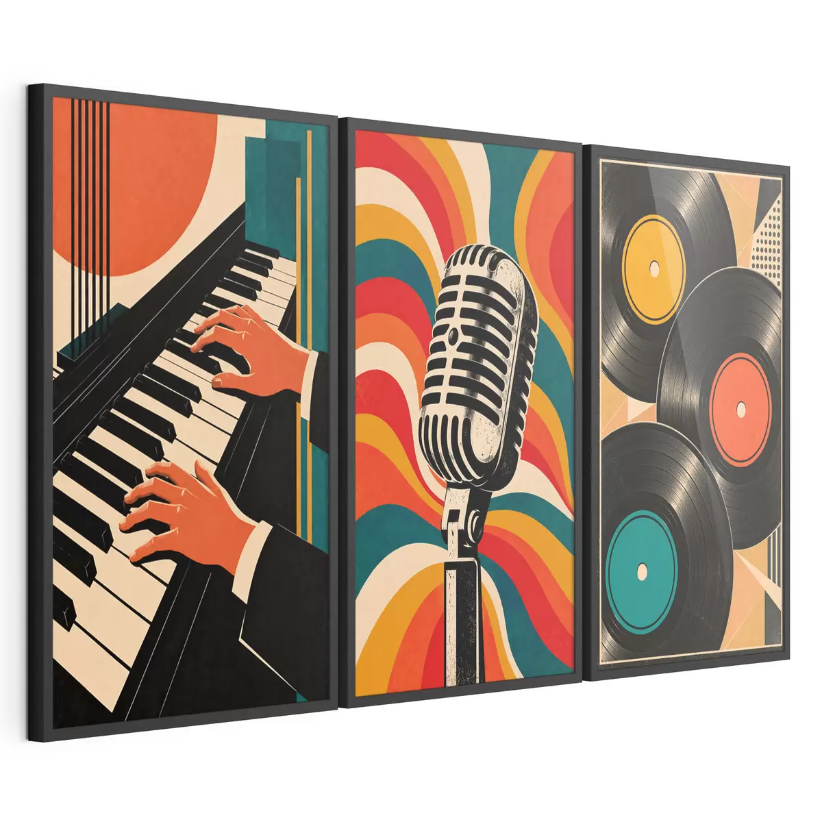 Poster Temas musicales vintage en colores vivos d31115